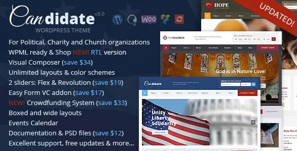 Candidate - Political Nonprofit Church WordPress Theme