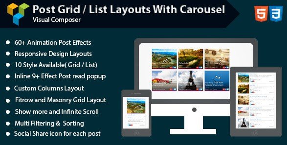 Visual Composer - Post Grid List Layout With Carousel