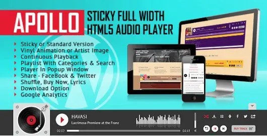 Apollo – Sticky Full Width HTML5 Audio Player Plugin cover