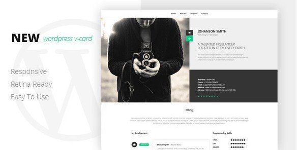 NEW Retina Ready WordPress Vcard Theme