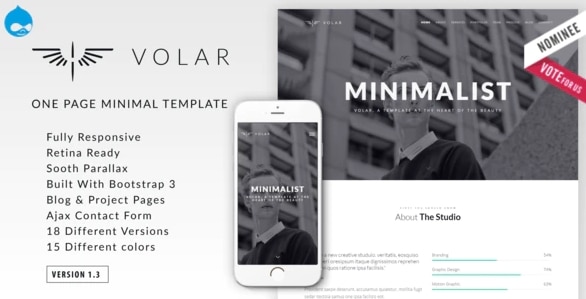 Volar – One Page Minimal Parallax Drupal Theme 1.7