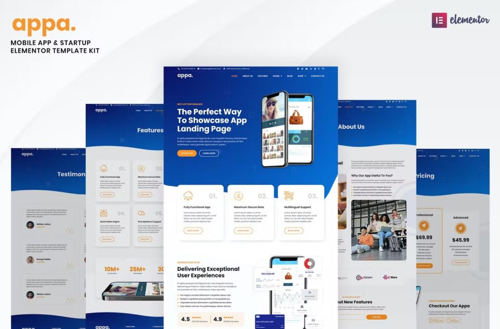 Appa – Mobile App & Startup Elementor Template Kit