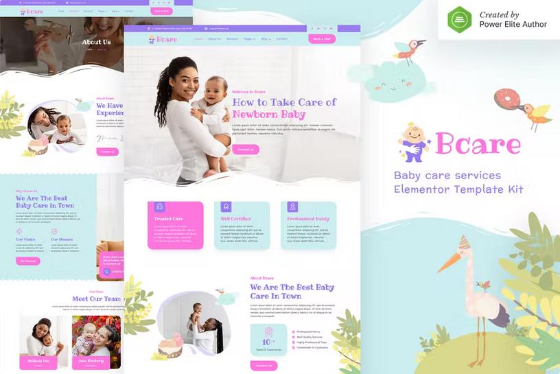 Bcare – Baby Care Services Elementor Template Kit Latest Version ...
