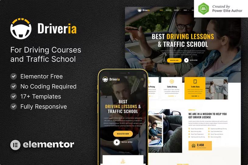 Driveria – Driving Course & Traffic School Elementor Template Kit ...