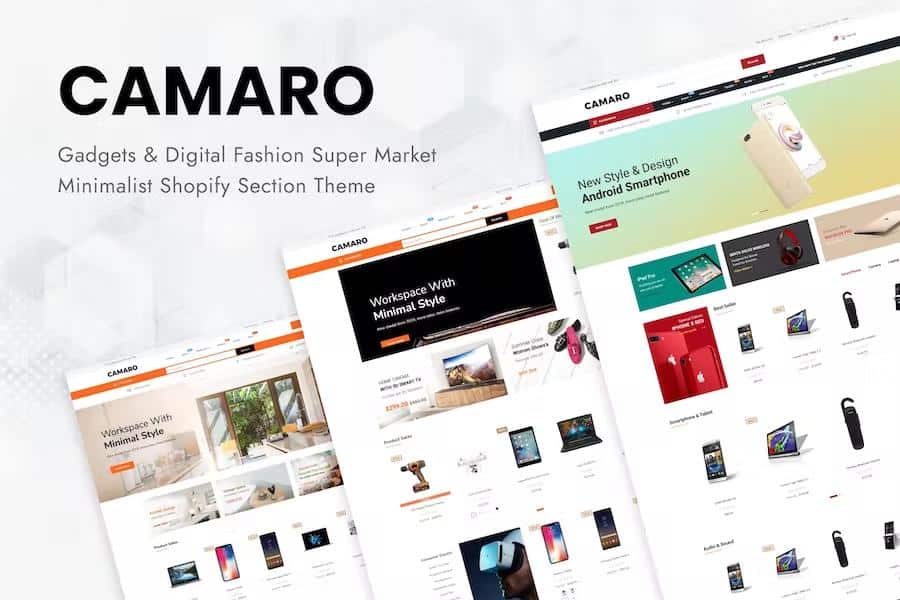 Camaro – Gadgets & Digital Fashion Super Market Minimalist Shopify Section Theme Latest Version