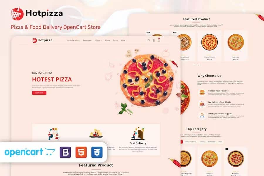 HotPizza – Pizza & Food Delivery OpenCart Store Latest Version