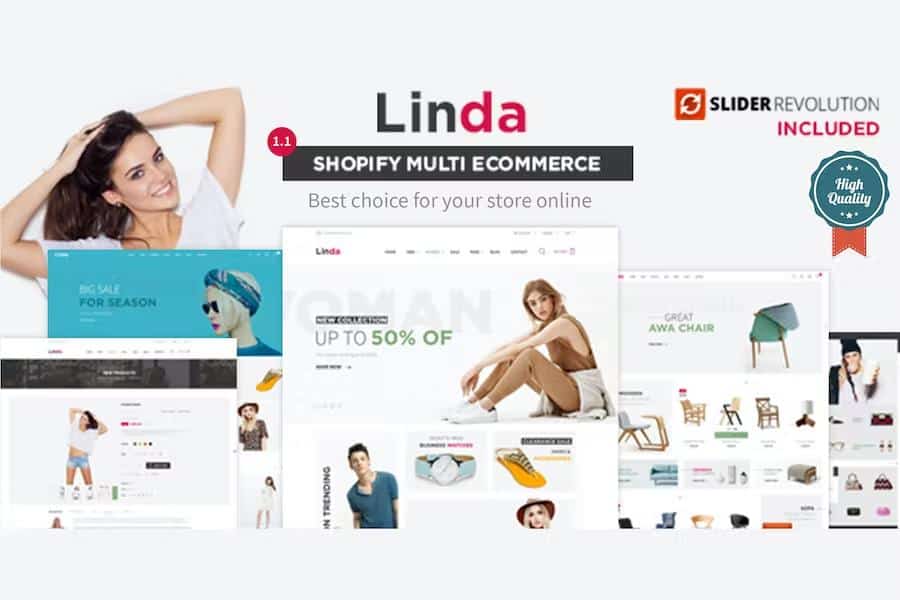 Linda – Mutilpurpose eCommerce Shopify Theme Latest Version