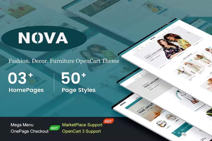 Nova – Responsive Fashion & Furniture OpenCart 3 Theme with 3 Mobile Layouts Included Latest Version