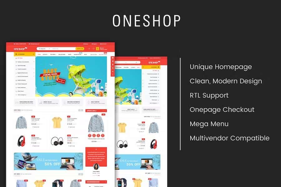 OneShop – Drag & Drop Muti-vendor & Multipurpose Responsive OpenCart 3 Theme Latest Version