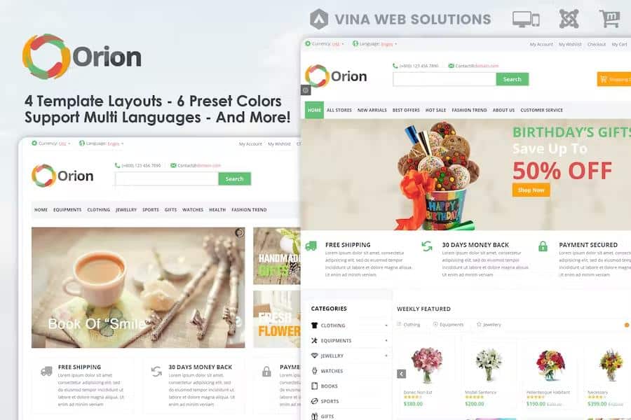 Orion : Businesses & e-Commerce Joomla Template Latest Version