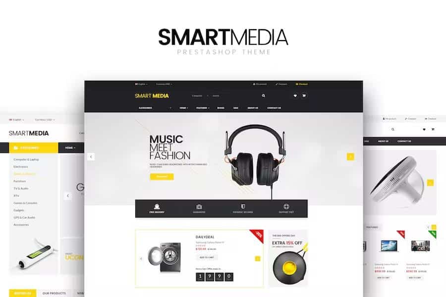 Smart media Responsive Prestashop 1.6,1.7 Theme Latest Version