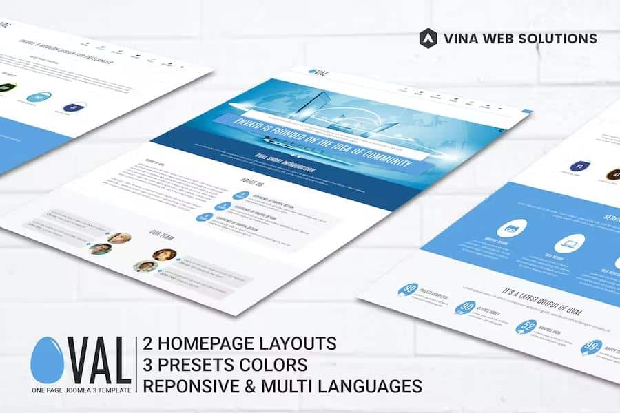 Vina Oval : Responsive Joomla 3 One Page Template Latest Version