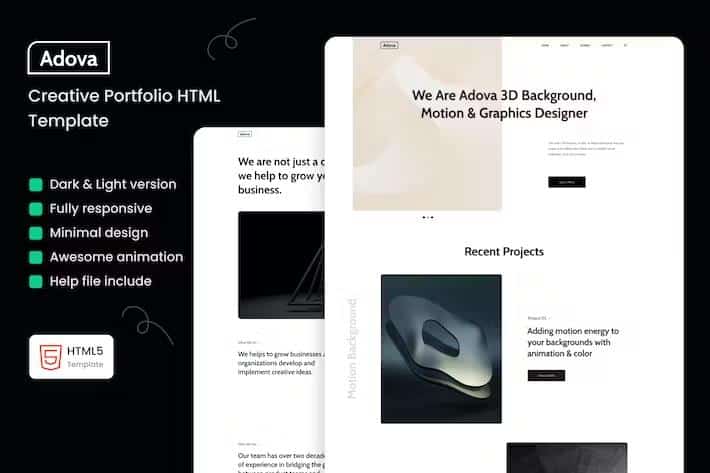 Adova – Creative Portfolio Template Latest Version