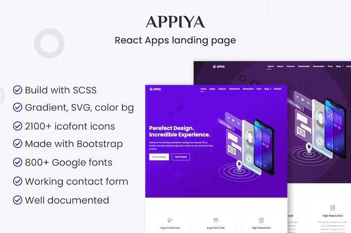 Appiya – React App Landing Page Latest Version