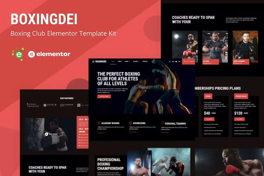 Boxingdei – Boxing Club Elementor Pro Template Kit Latest Version