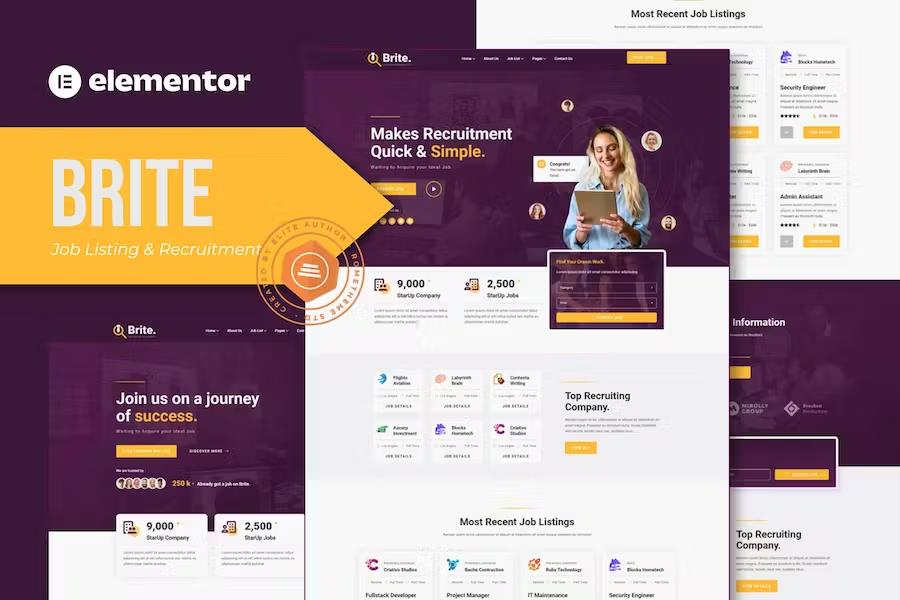 Brite – Job Listing & Recruitment Elementor Template Kit Latest Version