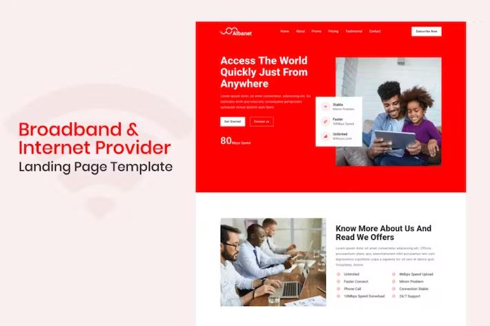 Broadband Internet Provider Landing Page Template Latest Version