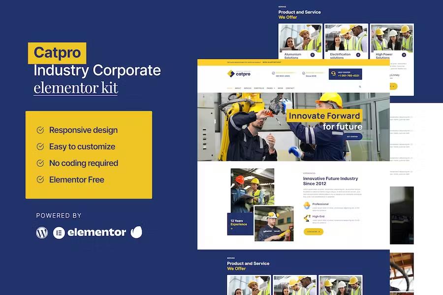 Catpro – Industry Corporate Elementor Template Kit Latest Version