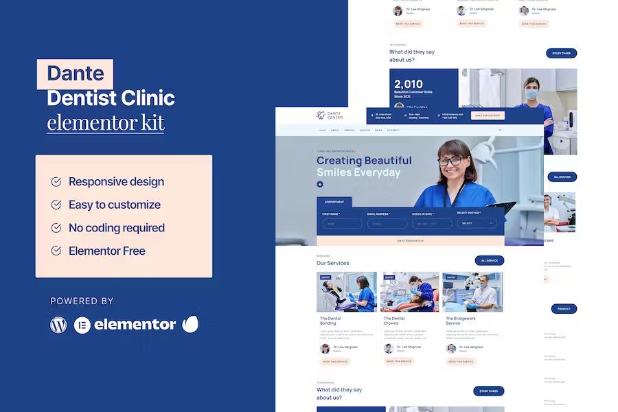 Dante – Dentist & Dental Clinic Elementor Template Kit Latest Version