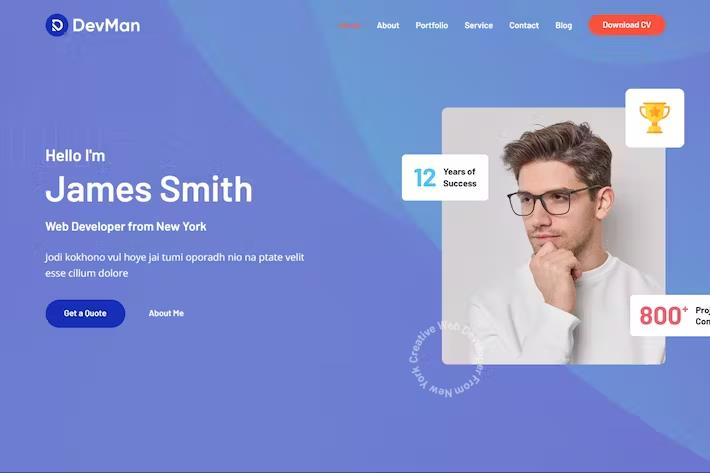 Devman – Personal Portfolio React Template Latest Version