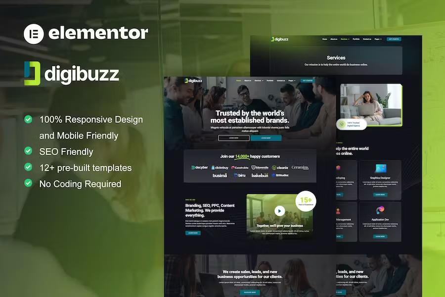 Digibuzz Dark Digital Agency Elementor Template Kit Latest Version Woocrack Com