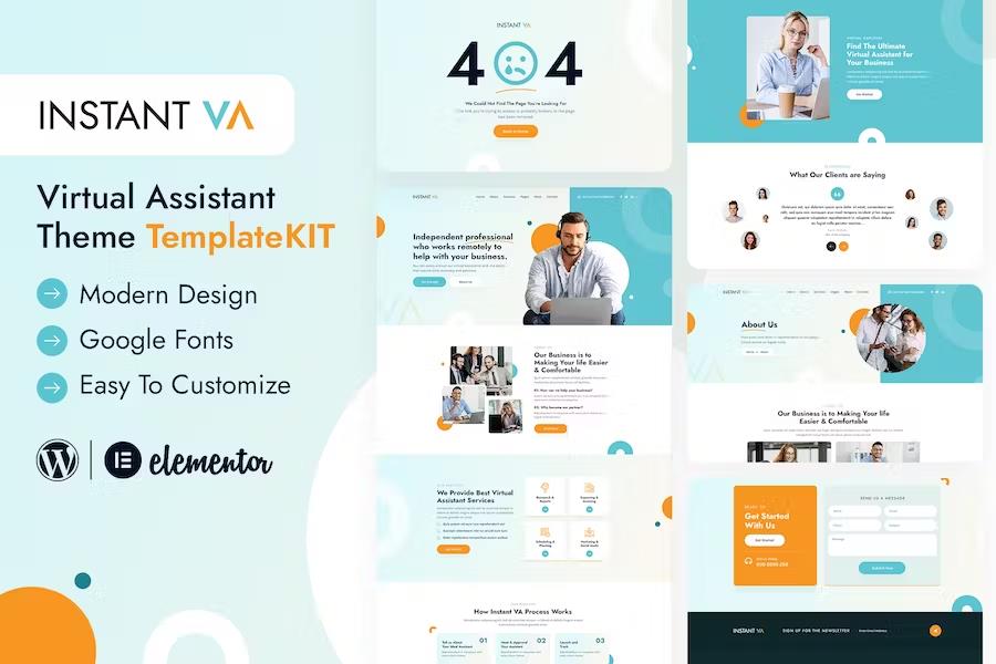 Instant VA – Virtual Assistant Elementor Template Kit Latest Version