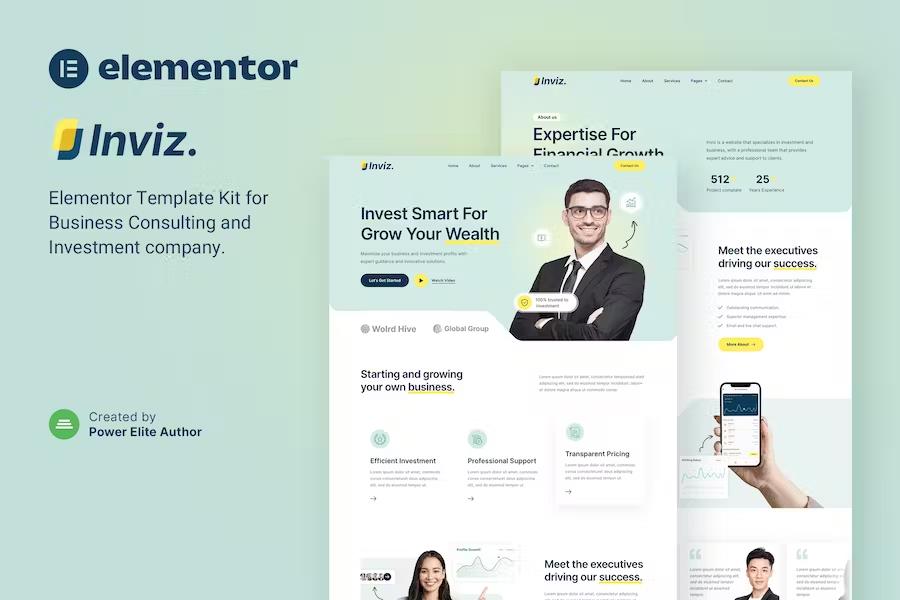 Inviz – Business Consulting & Investment Elementor Template Kit Latest Version