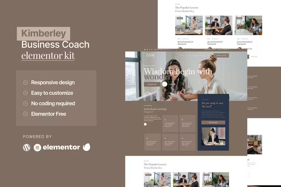 Kimberley – Business Coaching Elementor Template Kit Latest Version