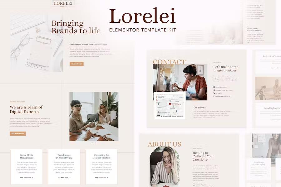 Lorelei – Feminine Business Elementor Template Kit Latest Version