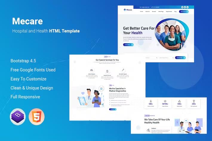 Mecare – Hospital and Health HTML Template Latest Version