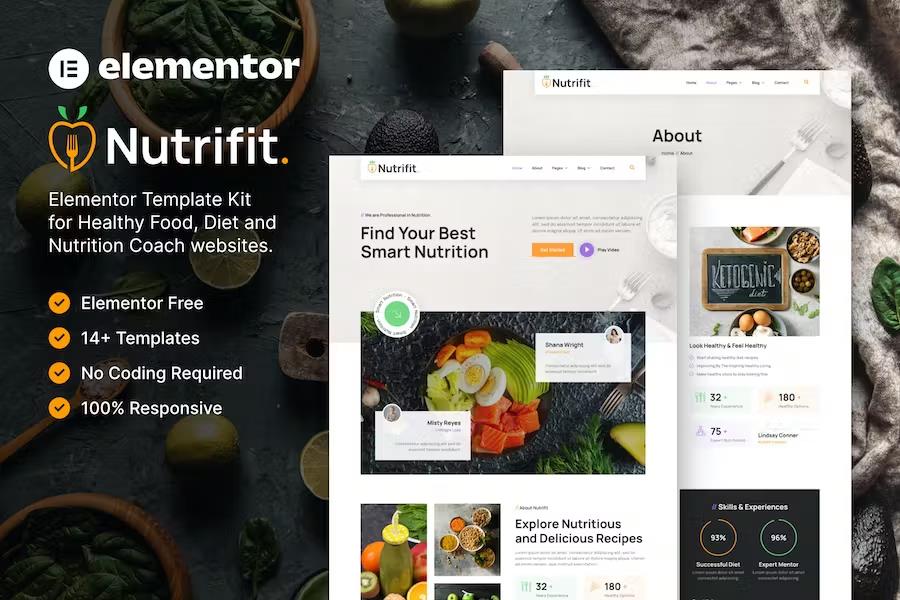 Nutrifit – Healthy Food & Nutrition Coach Elementor Template Kit Latest Version