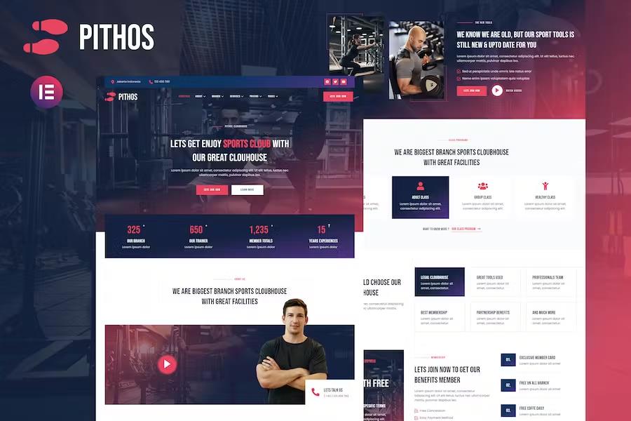 Pithos – Fitness Center & Cloubhouse Elementor Template Kit Latest Version