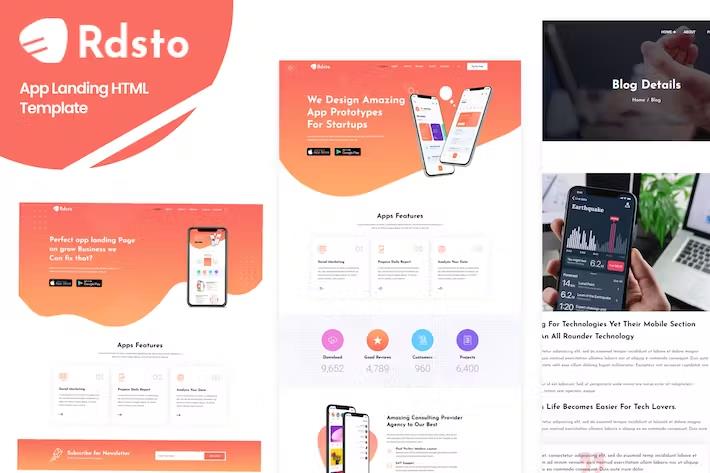 Rdsto – App Landing HTML Template Latest Version