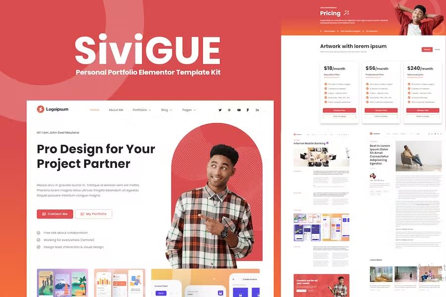 SiviGUE – Personal Portfolio Elementor Template Kit Latest Version