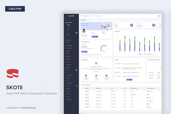 Skote – Cake PHP Admin Dashboard Template Latest Version