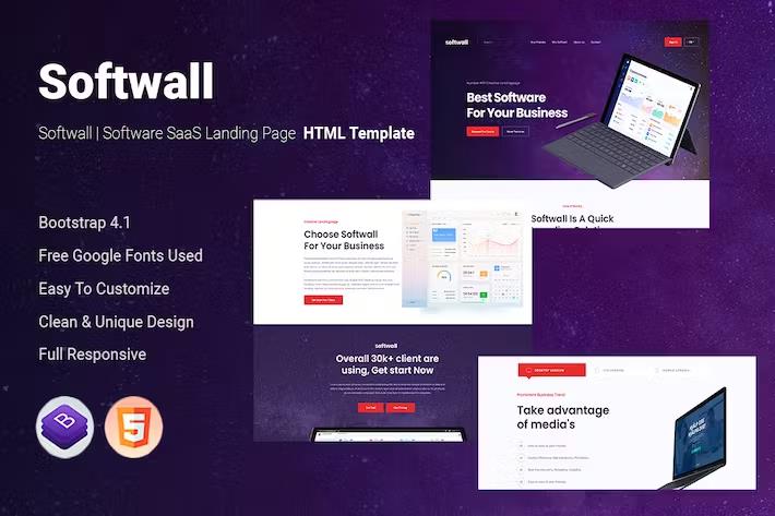 Softwall | Software SaaS Landing Page Template Latest Version