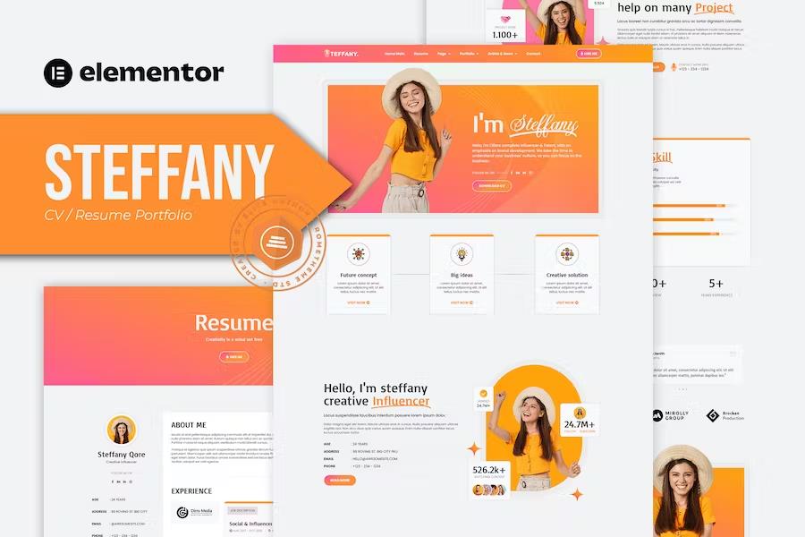 Steffany – CV Resume Elementor Pro Template Kit Latest Version