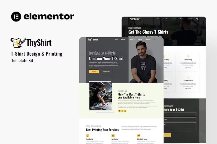 Thyshirt – TShirt Design and Printing Elementor Template Kit Latest Version