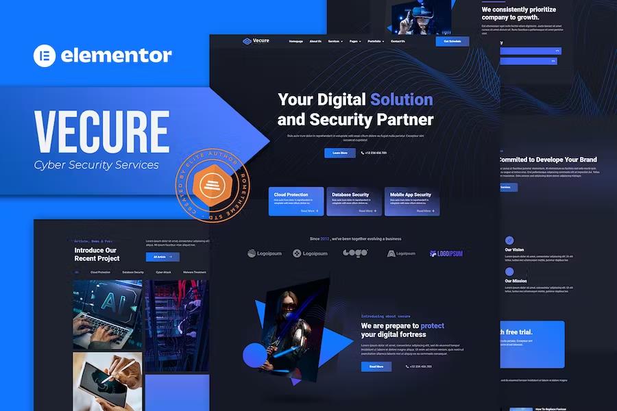 Vecure – Cyber Security Services Elementor Template Kit Latest Version