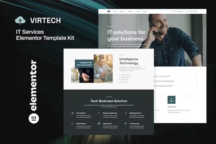 VirTech – IT Services Elementor Template Kit Latest Version