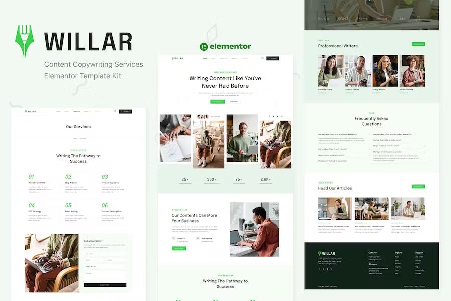 Willar – Content Copywriting Services Elementor Template Kit Latest Version