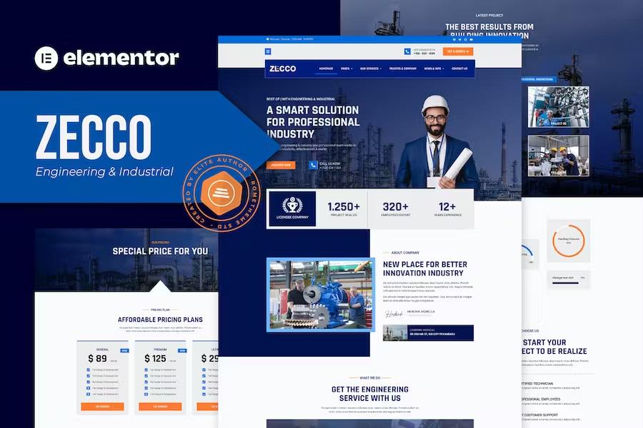 Zecco – Engineering & Industrial Company Elementor Template Kit Latest Version